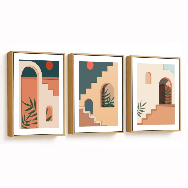 Set of 3 boho morrocan architecture