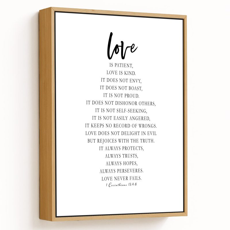 Love is Patient, Love is Kind | 1 Corinthians 13:4 | Scripture Art | Framed Wall Art | Type Poster | Love | Framed art | Framed Wall art