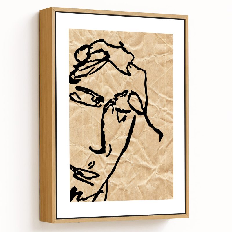 Matisse vintage line drawing face abstract