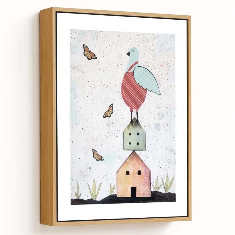 Bird Art- Original Acrylic and Collage Painting, Modern Wall Art for your Woodland Nursery Decor