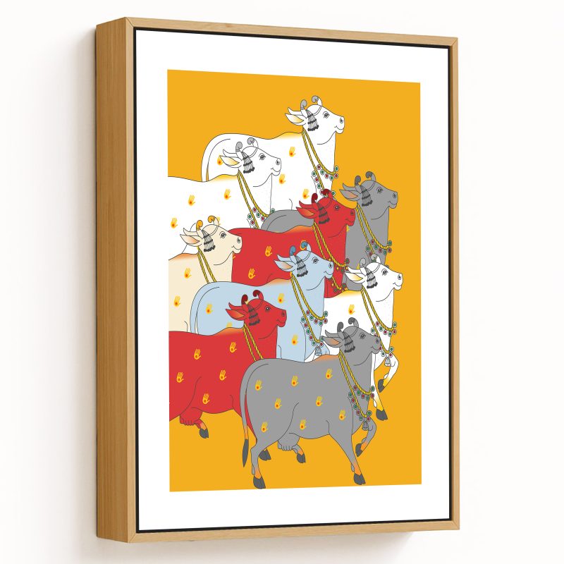 Indian colorful cows pichwai art