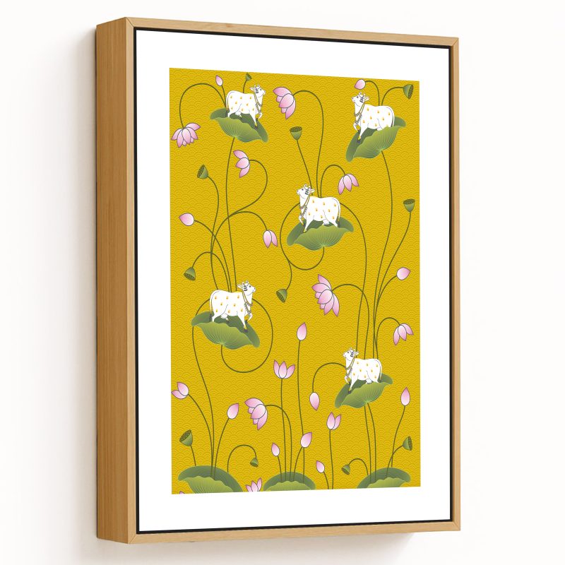 Beautiful pichwai cow and lotus