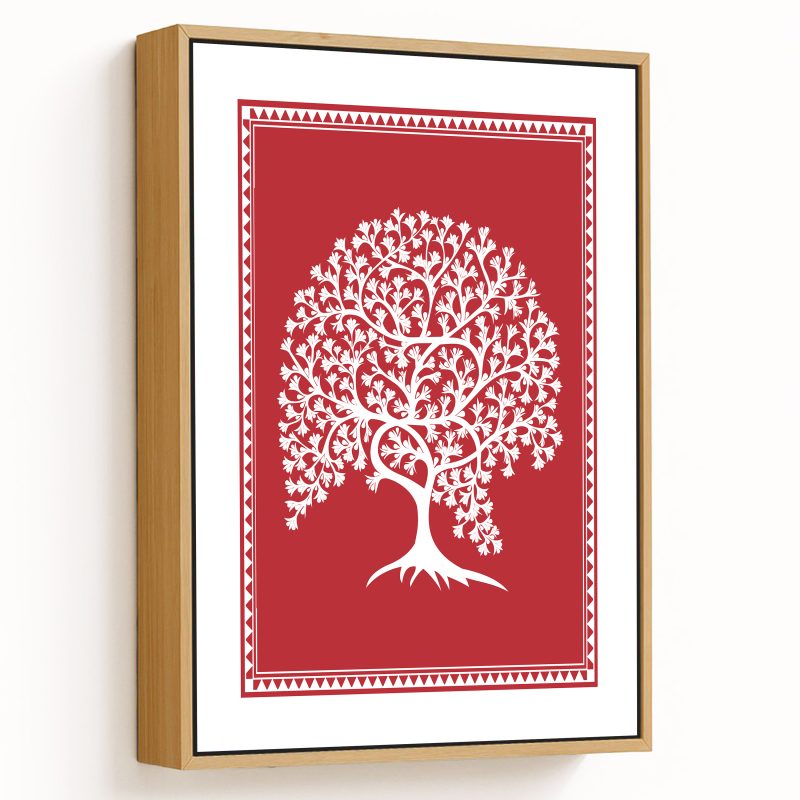 Warli art of large white tree #1