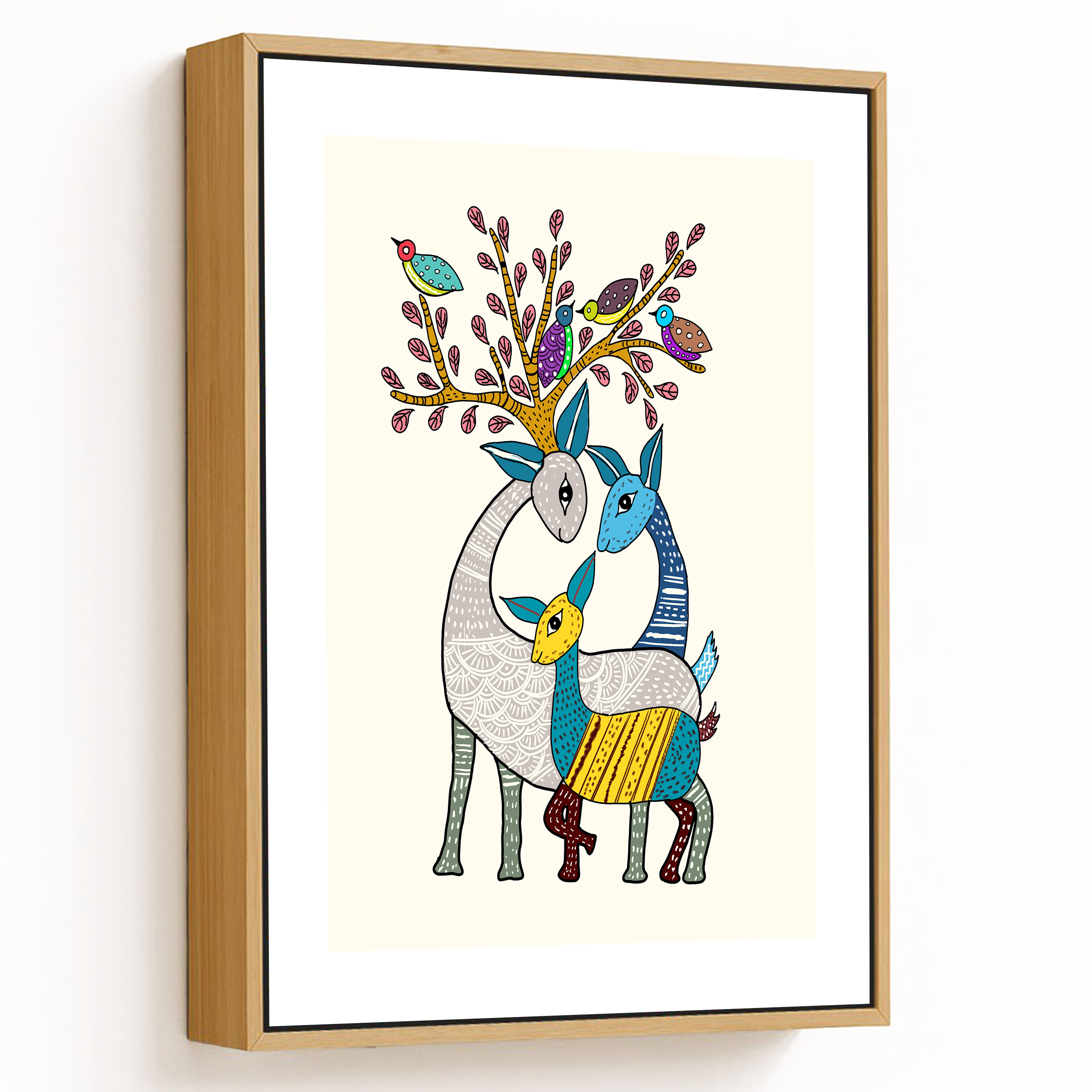 Gond Art Deer Family