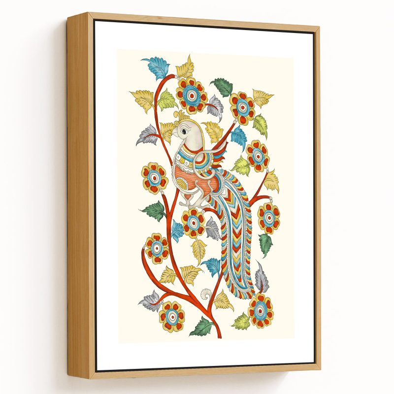 Traditional kalamkari bird art