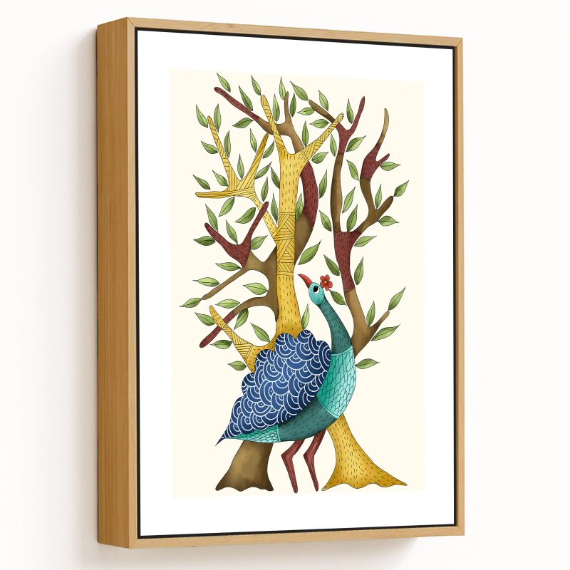 Indian tribal peacock gond art
