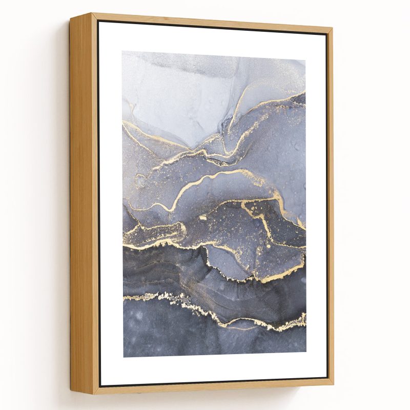 Ignite gray fluid ink alcohol golden abstract painting