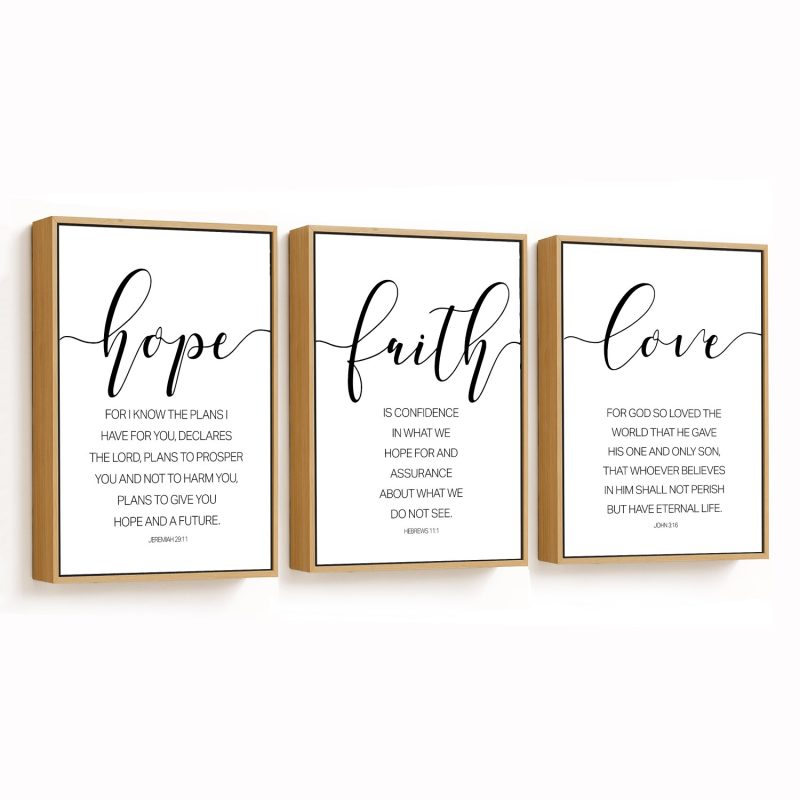 Set of 3 stylish hope faith love