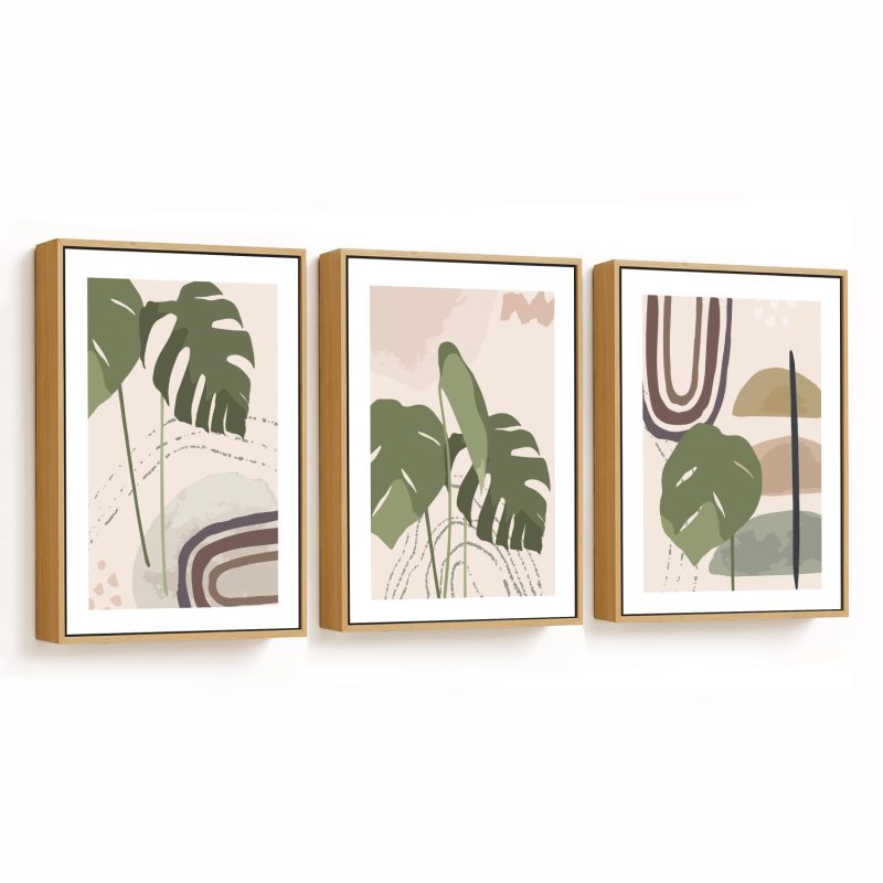 Set of 3 geometric shapes monstera