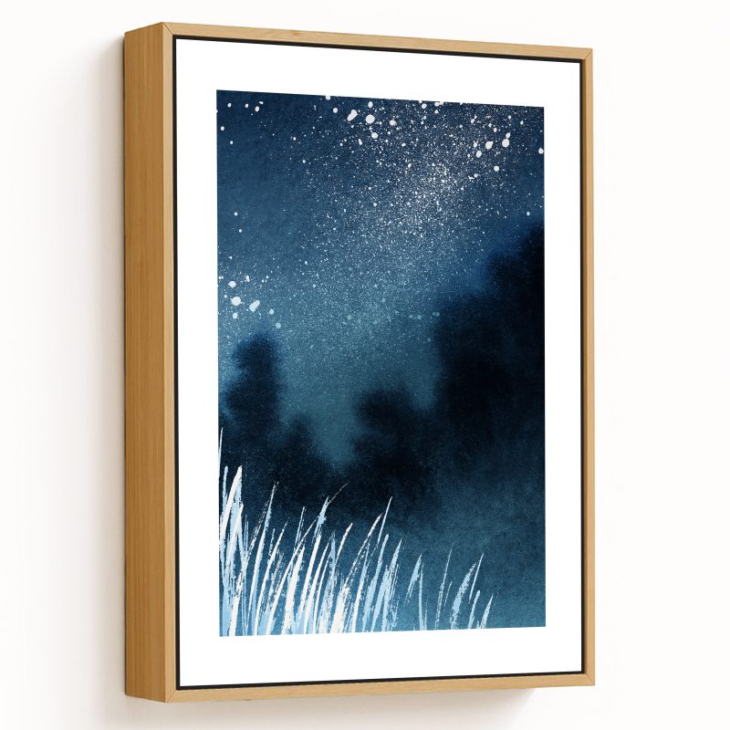 Modern teal light abstract night landscape