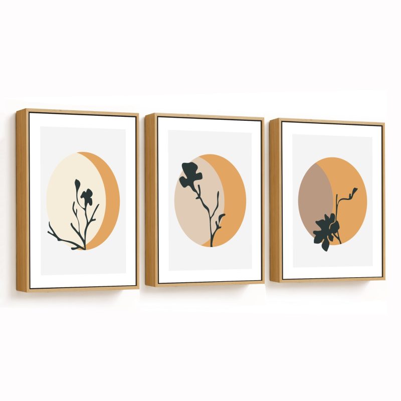 Set of 3 abstract circle botanical