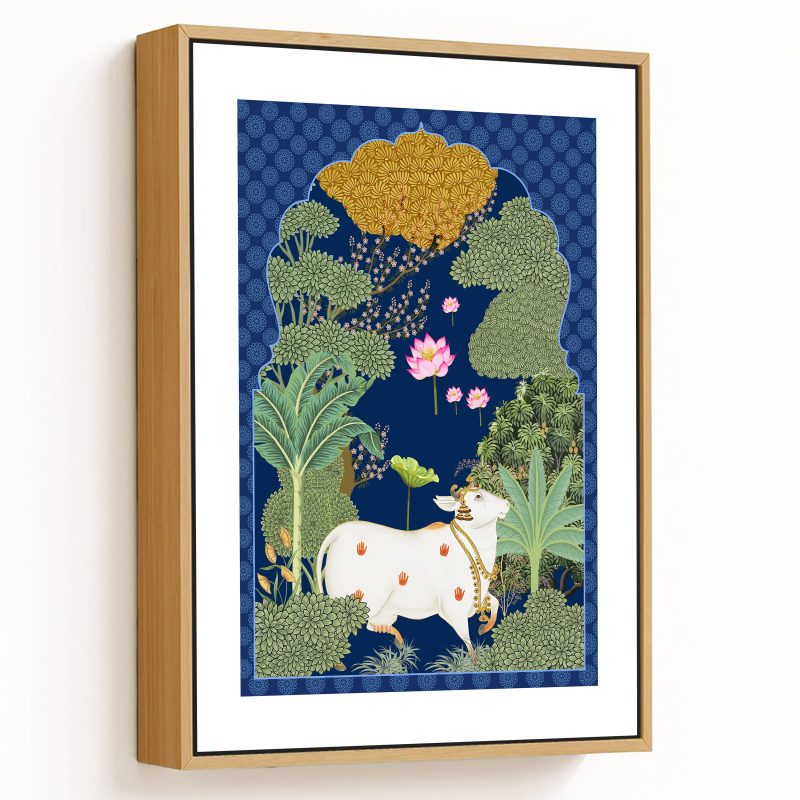 The divine indigo pichwai cow garden