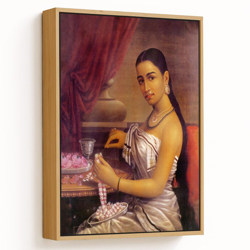 Lady making a garland by Raja Ravi Varma (1895)