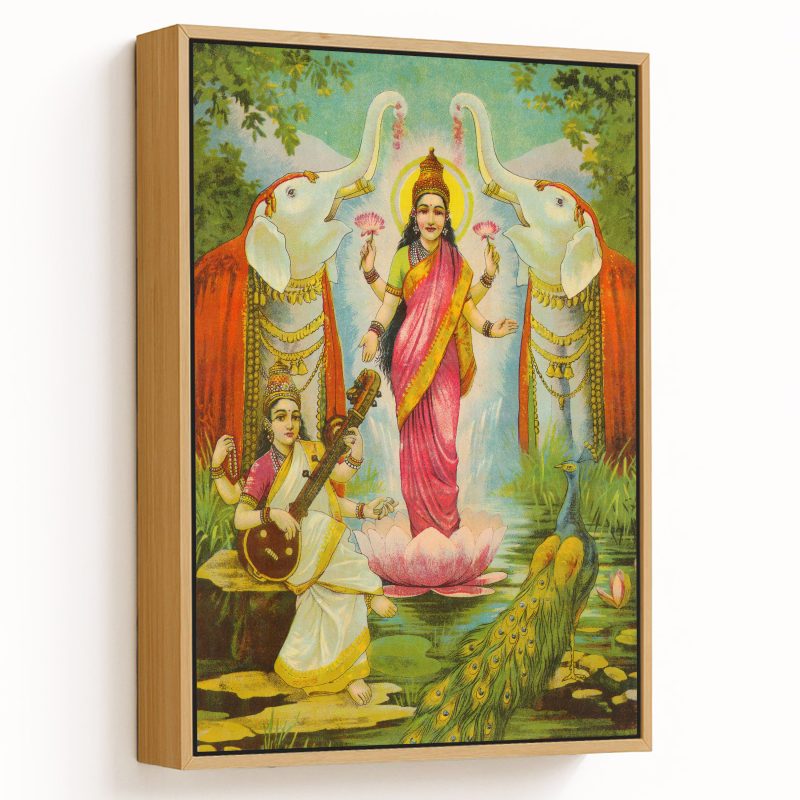 Lakshmi saraswati sanyog by Raja Ravi Varma