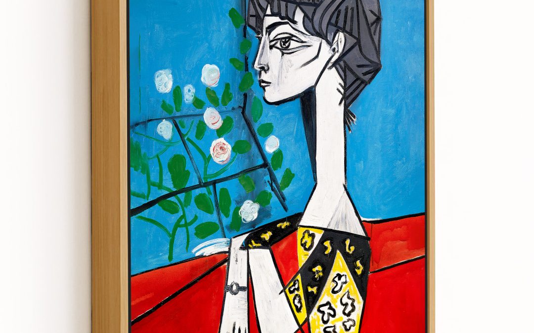 アート・デザイン・音楽 Picasso et Jacqueline Wall Decor | Jacqueline with flowers by Pablo Picasso (1954