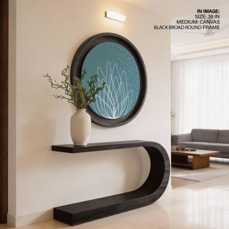 Minimalist White Line Botanical Teal – Home Decor