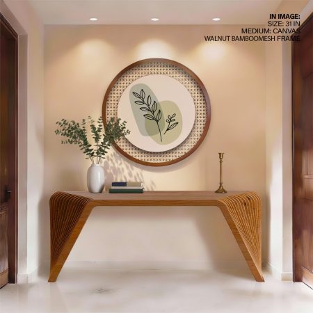 Figurative botanic leaves abstract #165 - Circular Wooden Frame