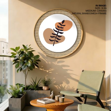 Silhouette figurative botanical abstract #206 - Circular Wooden Frame