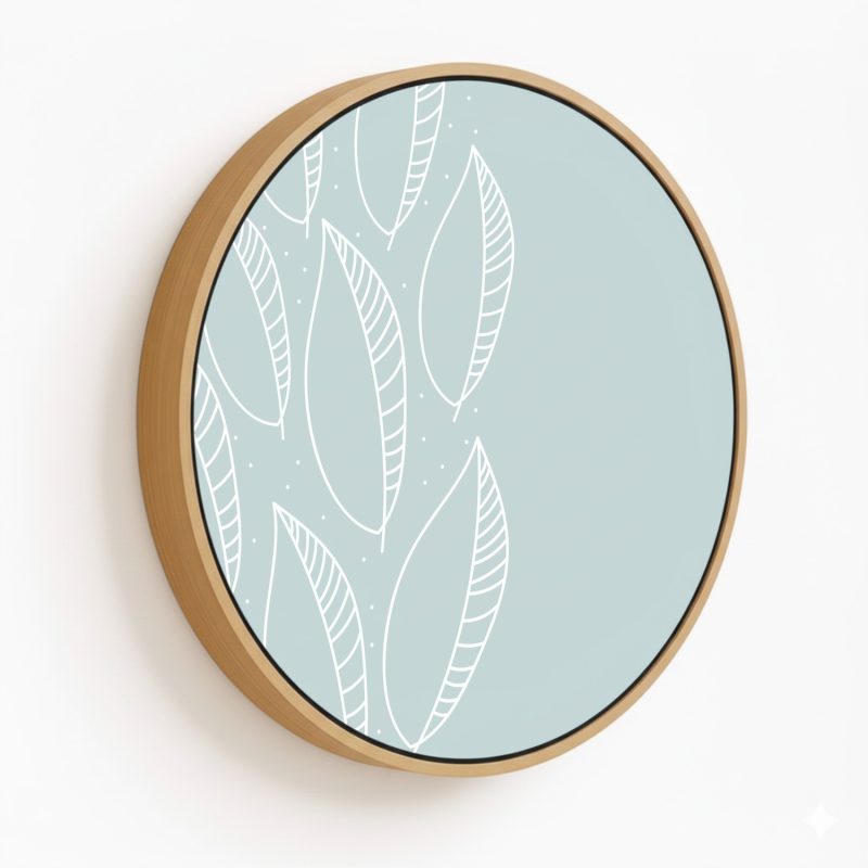Botanical floral outline abstruse #213 - Circular Wooden Frame