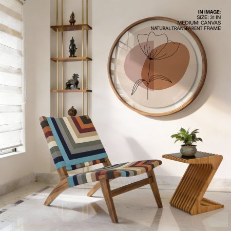 Bohemian line drawing leaves #230 - Circular Wooden Frame