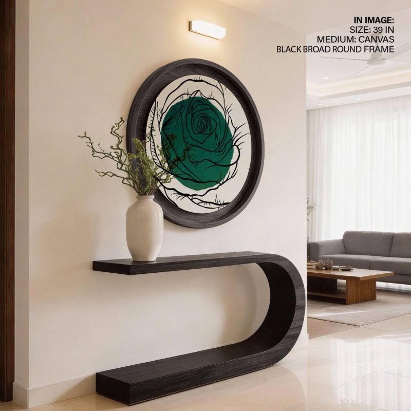 Minimalist Rose Green Circle – Wall Art