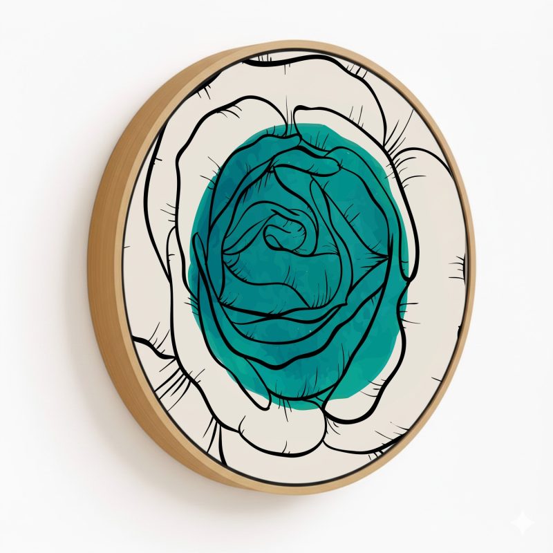 Rose outline flower #251 - Circular Wooden Frame
