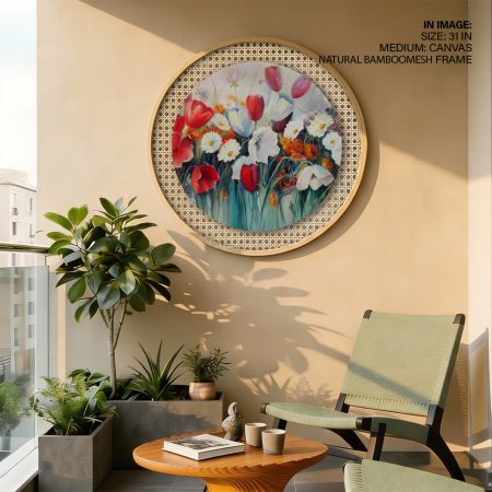 Watercolor scenic landscape - Circular Wooden Frame