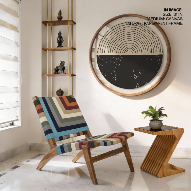 Minimalist Concentric Arcs Black Half – Wall Painting
