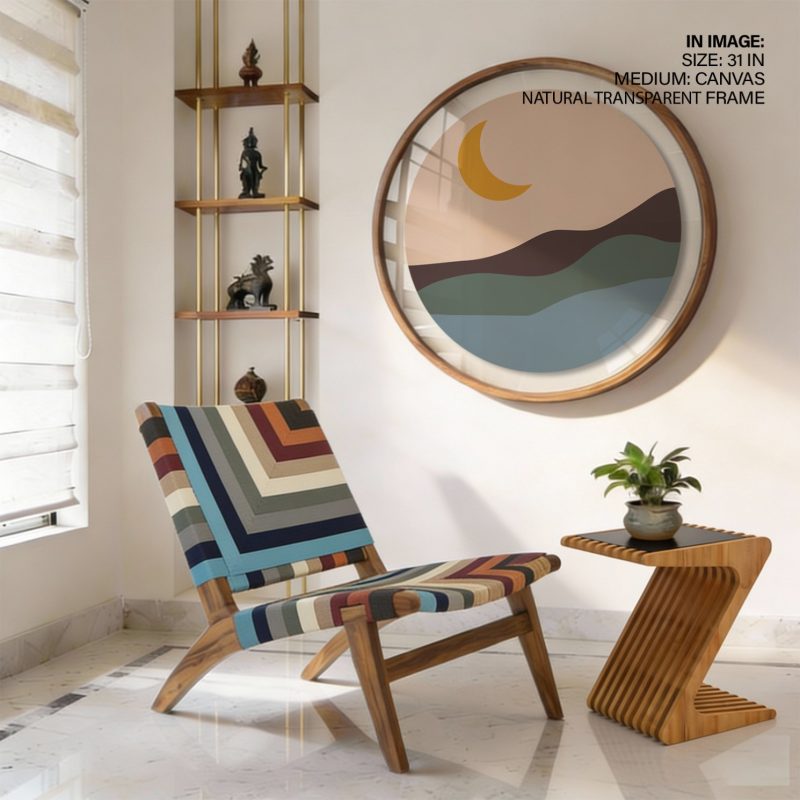 Minimalist Crescent Moon Mountain Lake – Home Decor