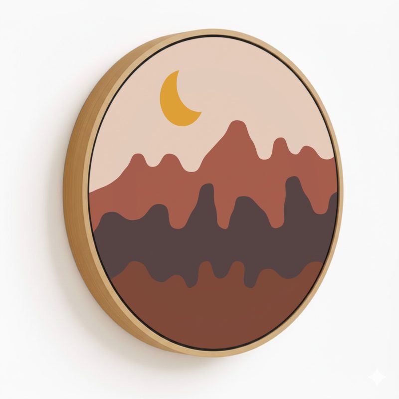 Bohemian mountain landscape #313 - Circular Wooden Frame