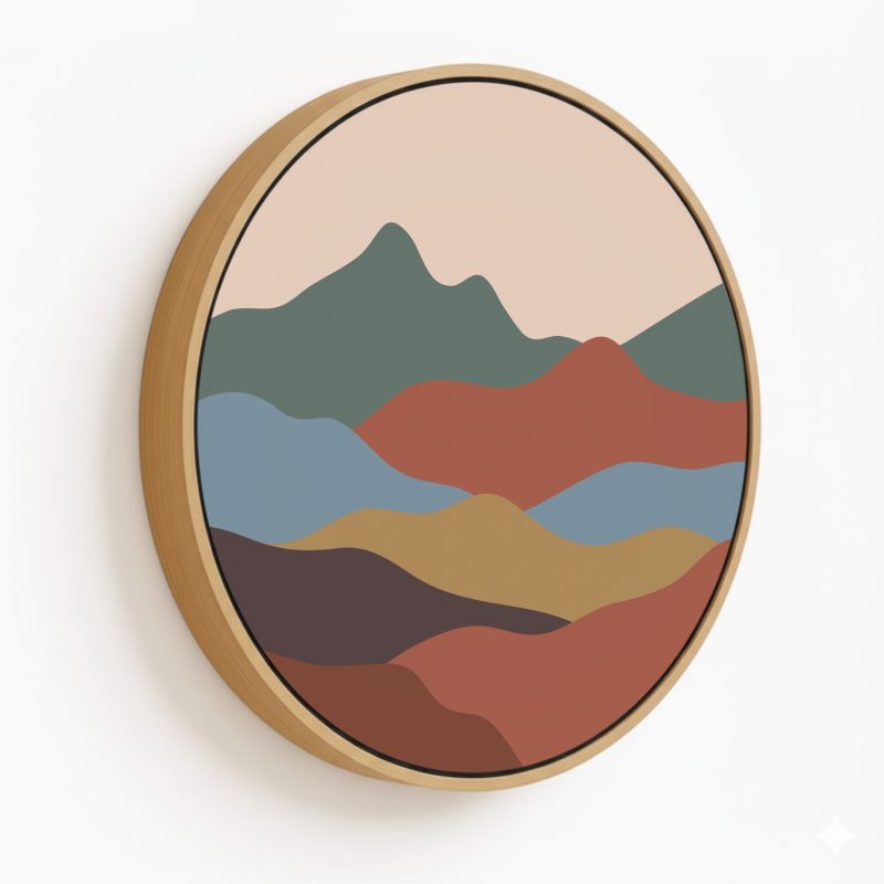 Bohemian mountain landscape #319 - Circular Wooden Frame