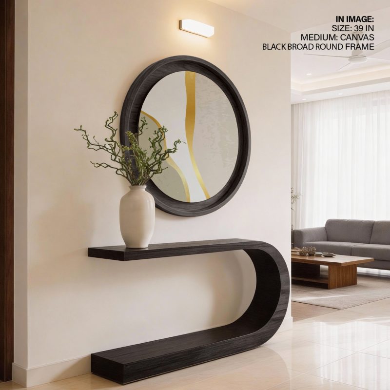 Abstract Gold White Beige Shapes – Home Decor