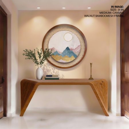 Geometric landscape - Circular Wooden Frame