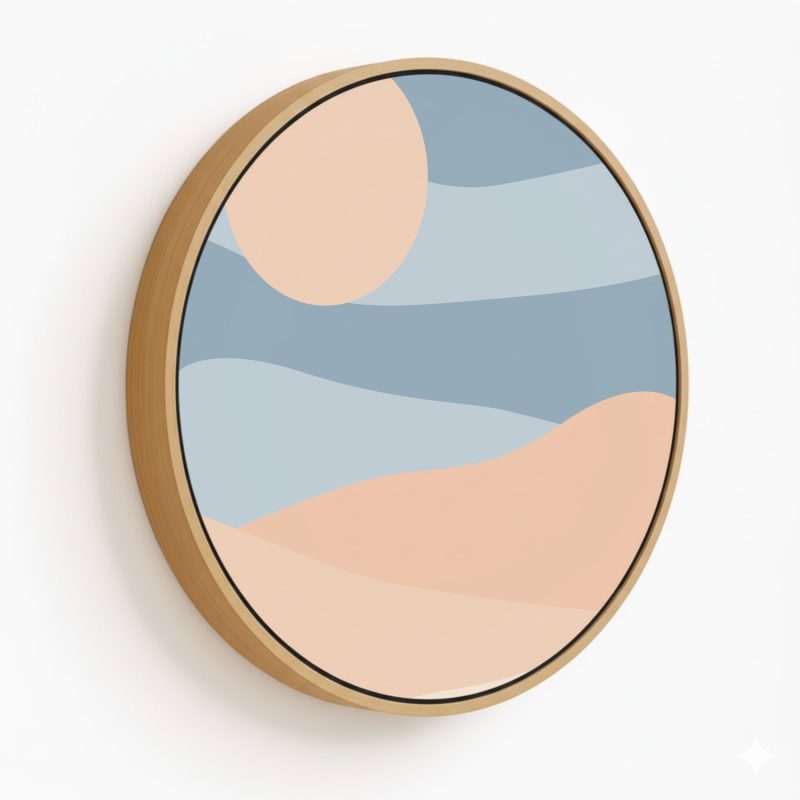 Hills sky landscape - Circular Wooden Frame