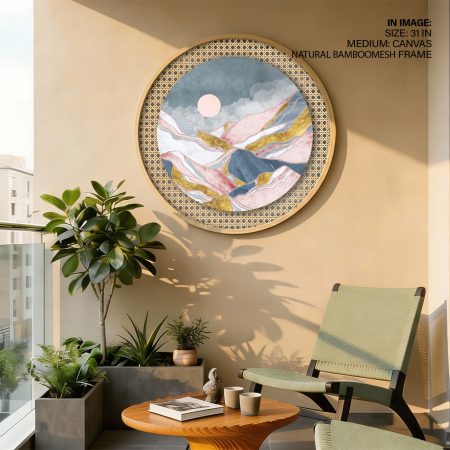 Abstract Mountain Landscape with Moon – Wall Painting
