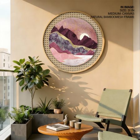 Abstract Mountain Landscape Moon Gold – Wall Hanging