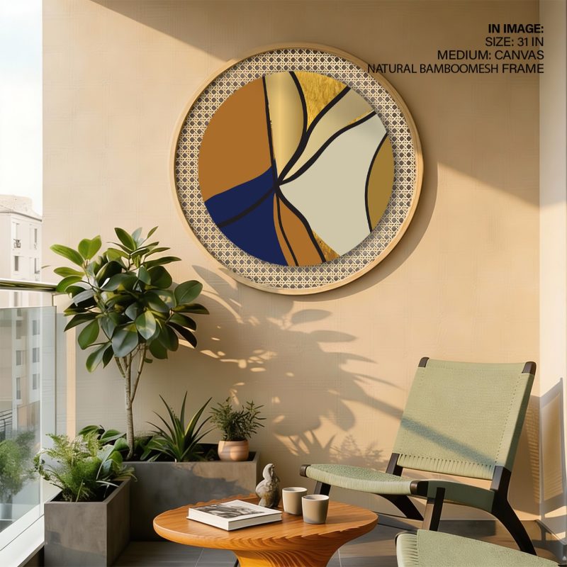 Abstract Organic Gold Blue Shapes – Wall Art