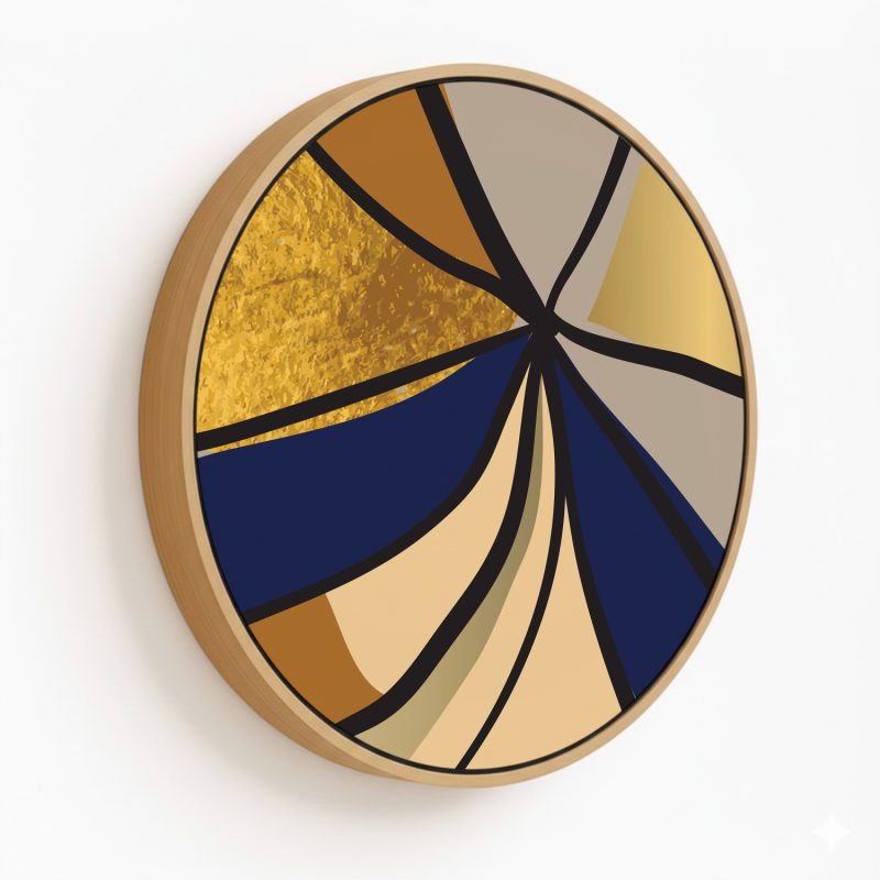 Silhouette contemporary abstract #691 - Circular Wooden Frame