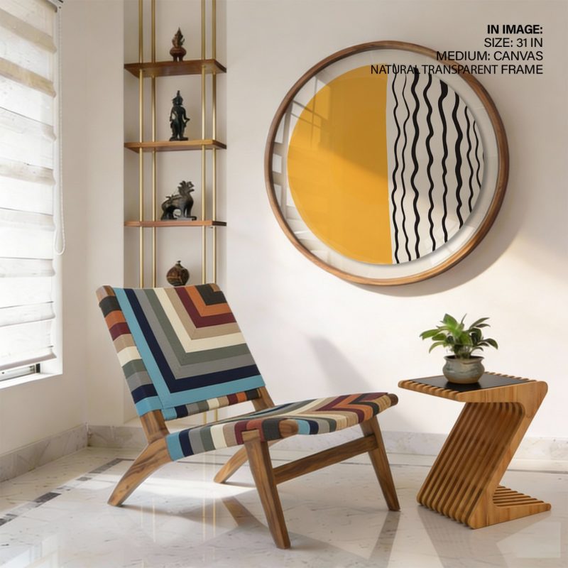 Abstract Split Circle Yellow Black – Home Decor