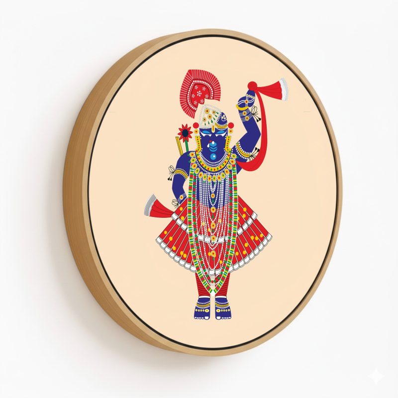 Lord shrinathji - Circular Wooden Frame