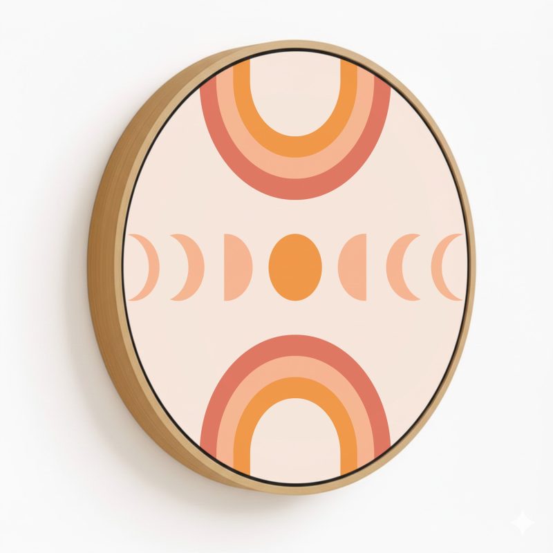 Figurative bohemian minimal abstract #306 - Circular Wooden Frame
