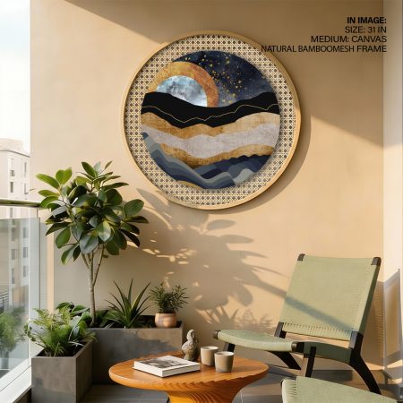 Contemporary marble landscape - Circular Wooden Frame