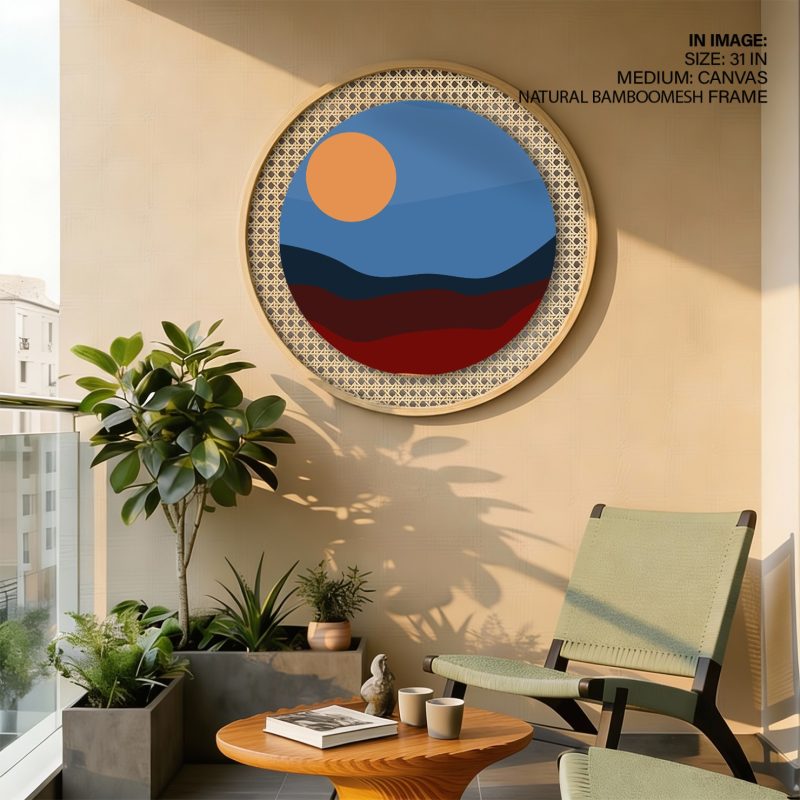 Minimalist Desert Landscape Orange Sun – Wall Painting