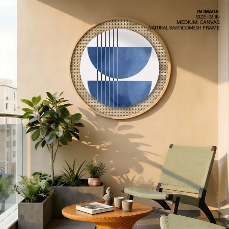 Minimalist Blue Semi-circles Vertical Lines – Wall Decor