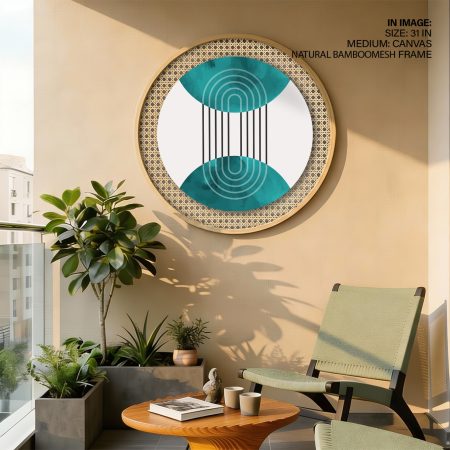 Abstract Teal Arcs and Lines – Wall Hanging