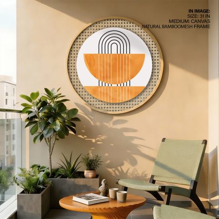 Abstract Orange Geometric Arches – Wall Art