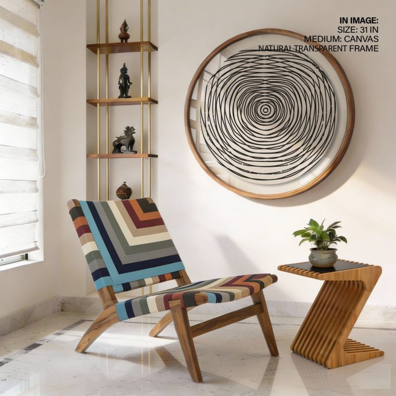 Abstract Concentric Black Lines – Wall Painting
