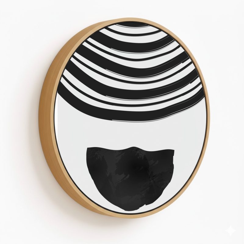 Silhouette scandinavian abstract #702 - Circular Wooden Frame