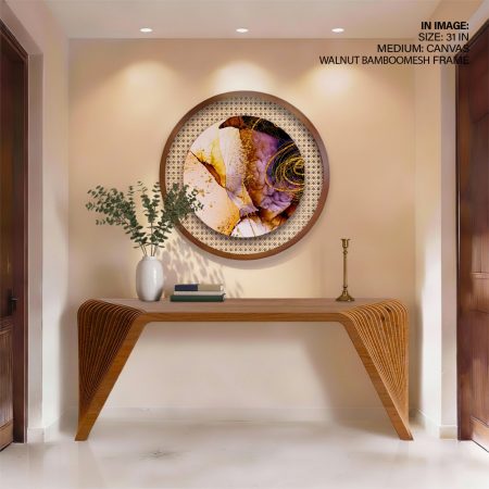 Alcoholic golden purple abstract - Circular Wooden Frame