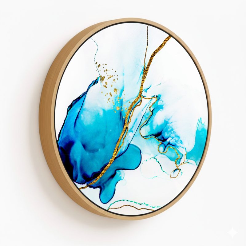 Alcoholic golden abstract - Circular Wooden Frame